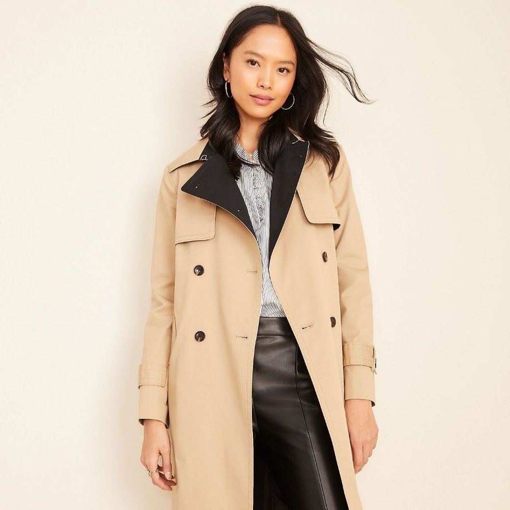 Two Tone Belted Trench Coat in Posh Camel - XS, NWOT